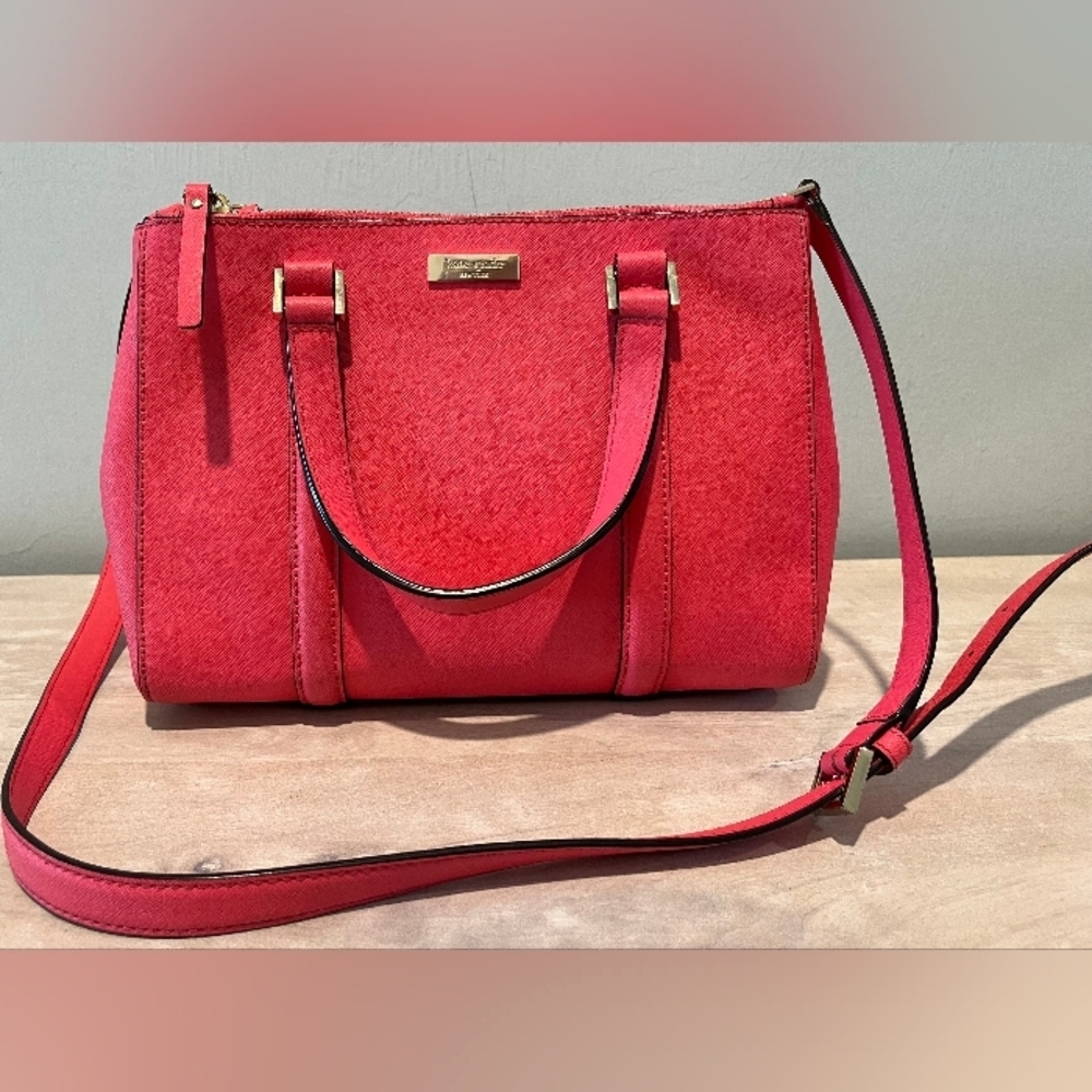 Kate Spade‎ London Newburg Lane Coral Saffiano Leather Satchel/Crossbody L…